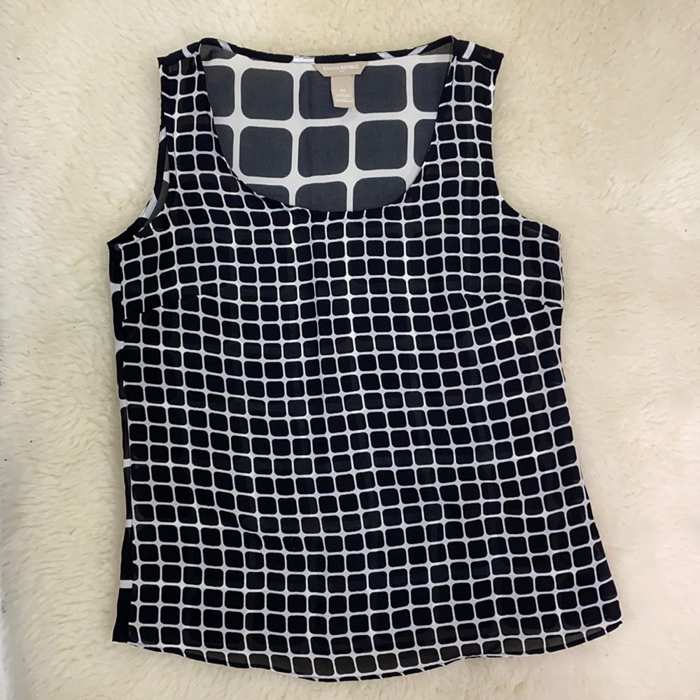 Banana Republic Tops Square Check Pattern Tank Top Color: Black/White Size: XS